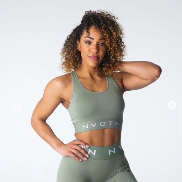 NVGTN Legacy Seamless Sports Bra in Sage Green - Picture 1 of 4